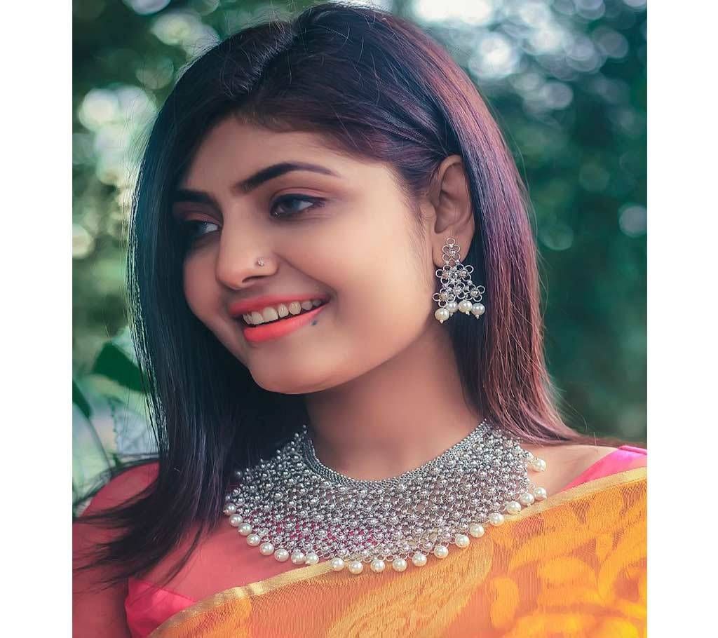 Handmade Silver Platted Necklace with Earrings