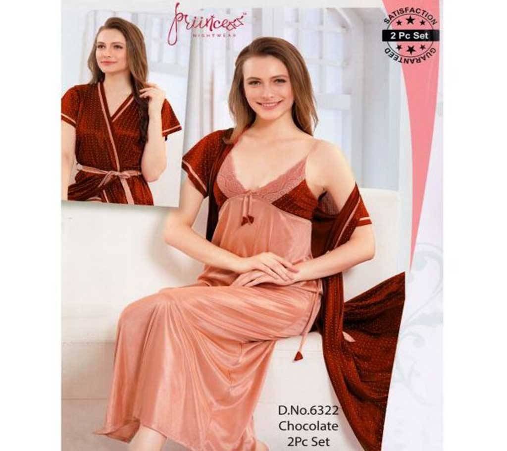 Fashionable Two Part Nighty-6322 Chocolate
