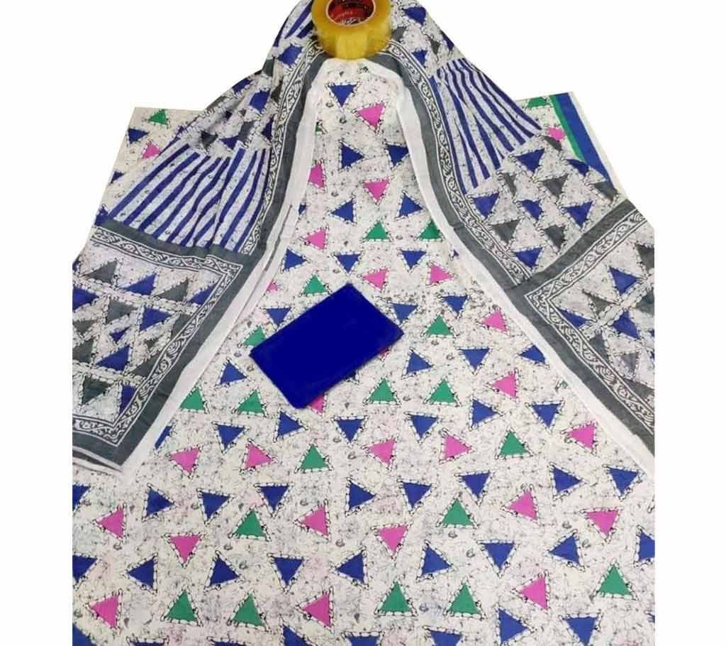 Latest white,Blue and Multi color Skin Printed 3 piece Salwar Kameez for Women