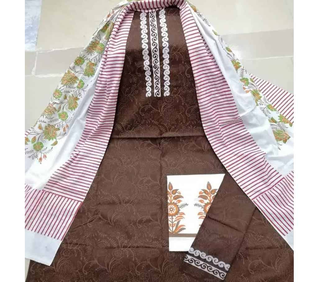 Unstitched Screen & Block Print Three Piece u
