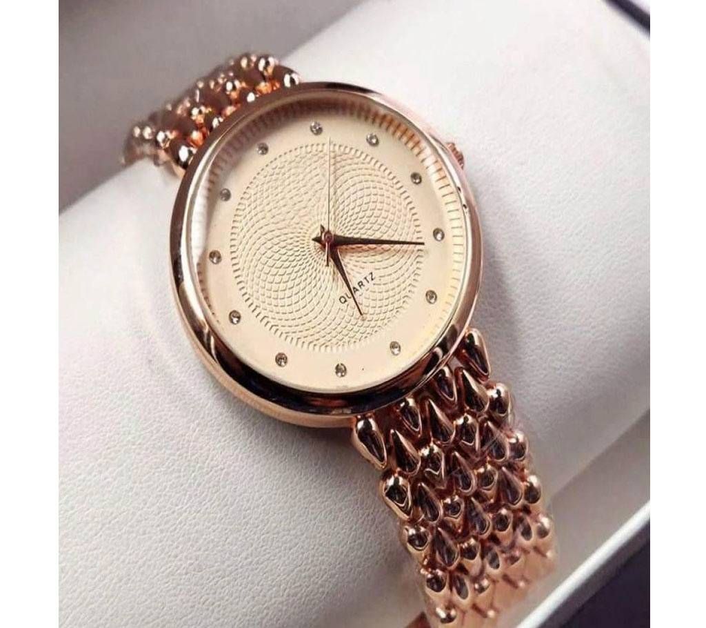 Stainless Steel Analog Watch For Women  Gold