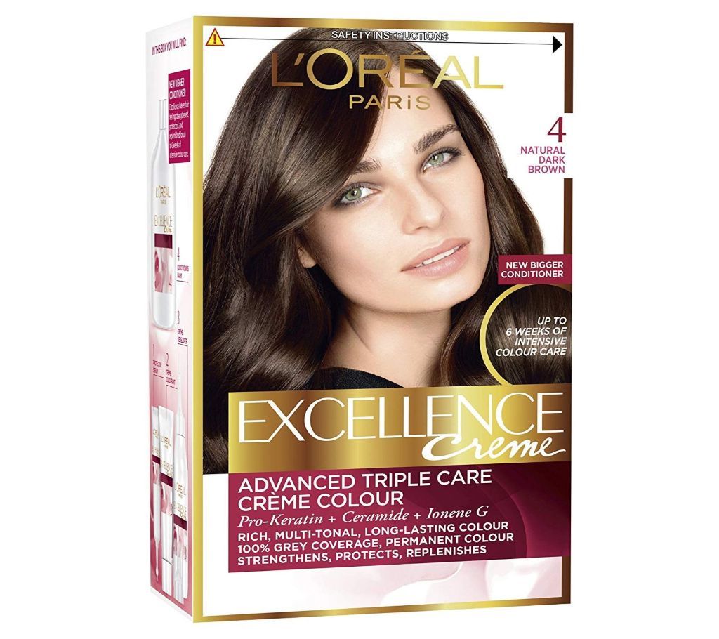 LOrealExcellence Triple Care Cream Colour  Natural Dark Brown 4