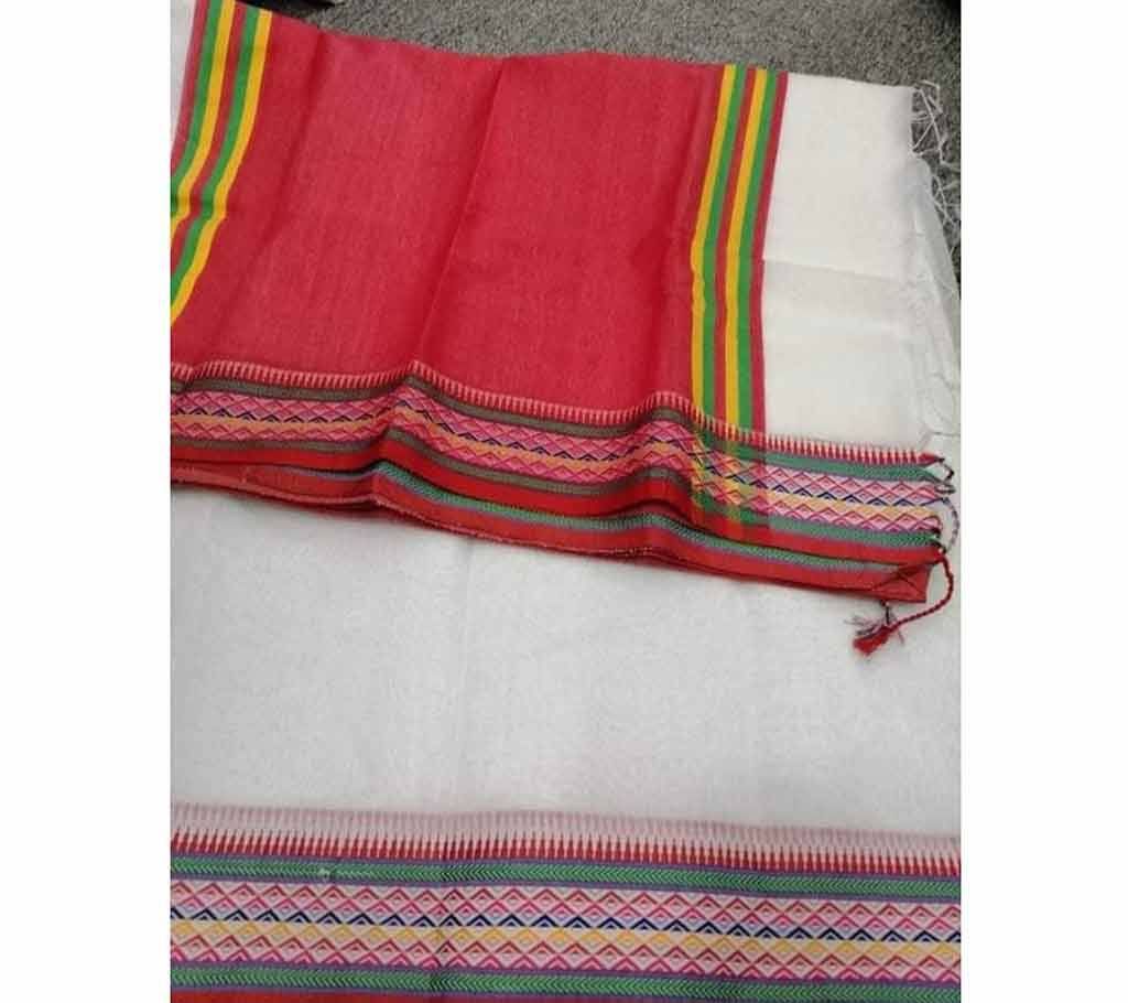 White Red Half Silk Sharee 