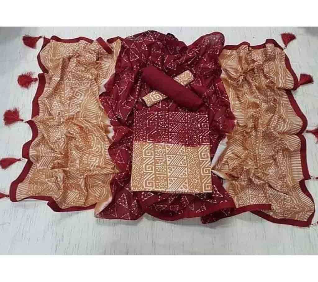 Bexi Voil Leach Vegetable Batik Three Piece For Women-7