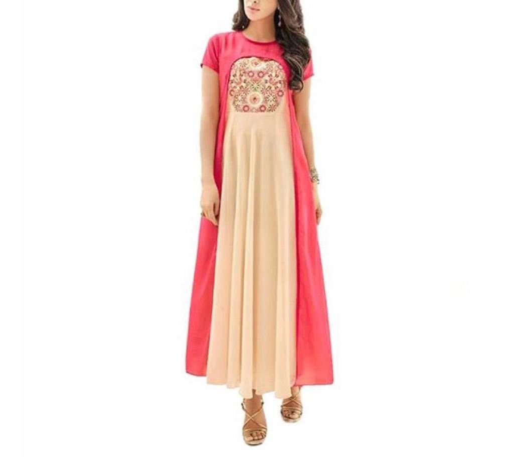 Pink And Bisque Georgette Kurti For Women