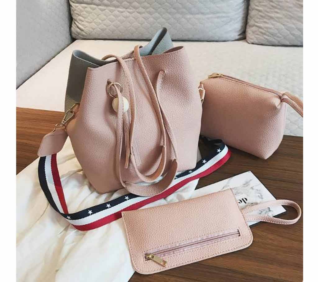 PU Leather Shoulder Bag For Women (3 pcs)