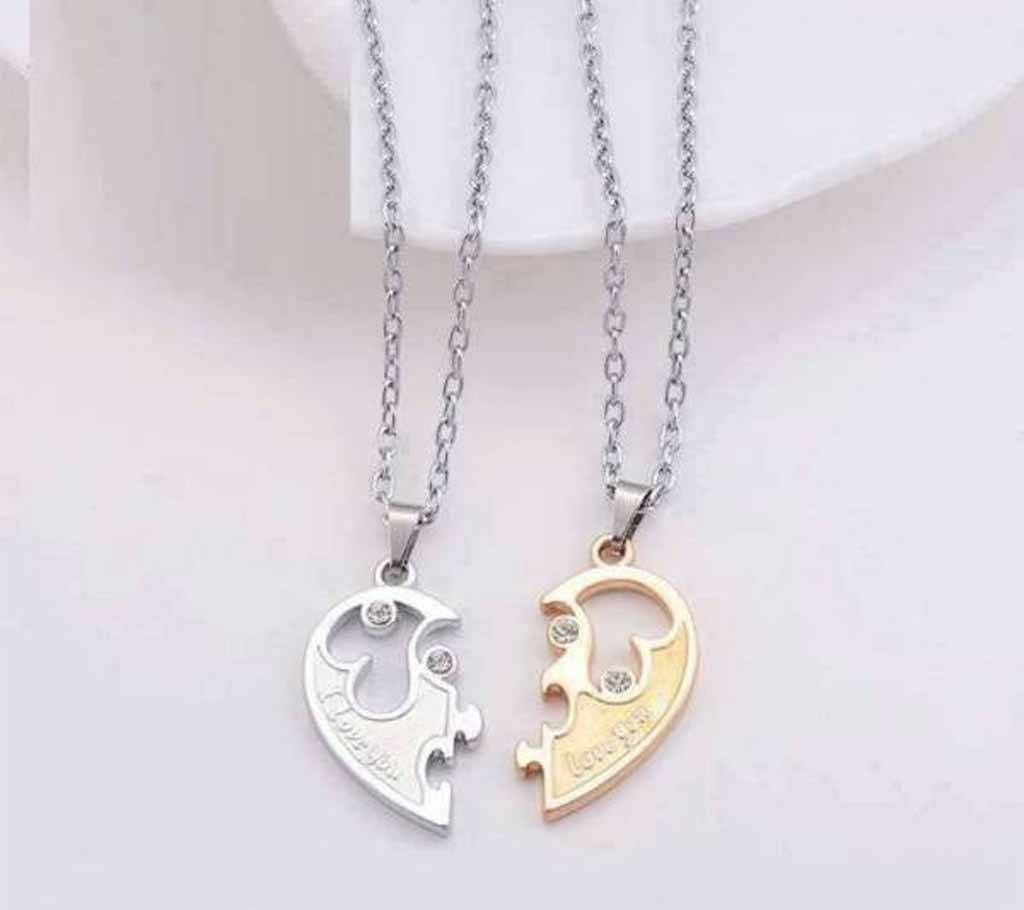 Golden Silver Couple Necklace