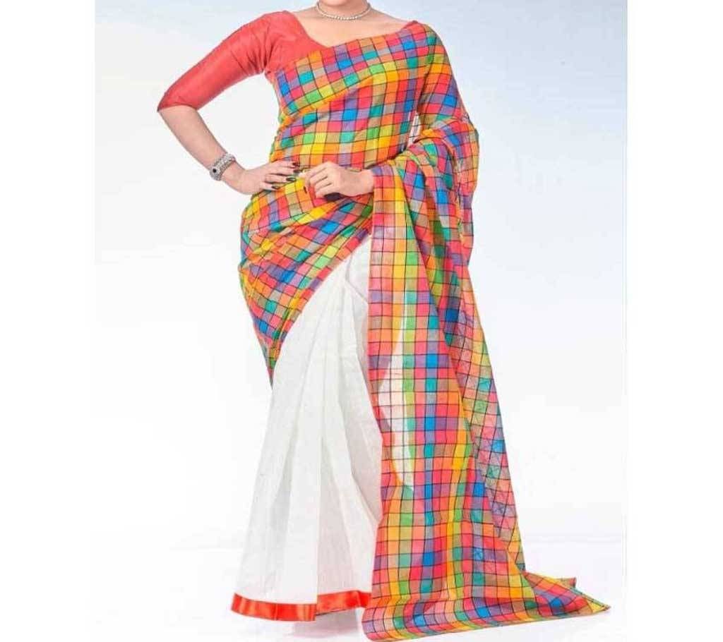 Linen Half Silk Sharee - 13 hand