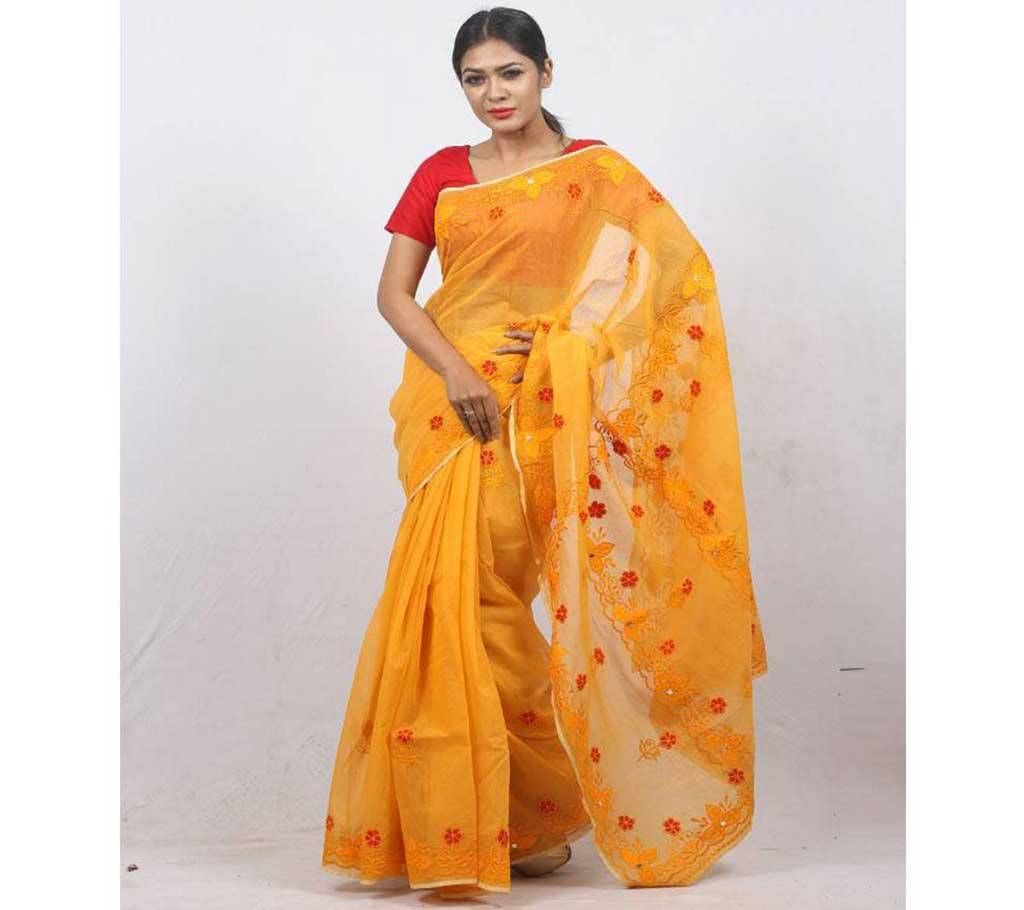 Hand Embroidery Saree -Dark Orange