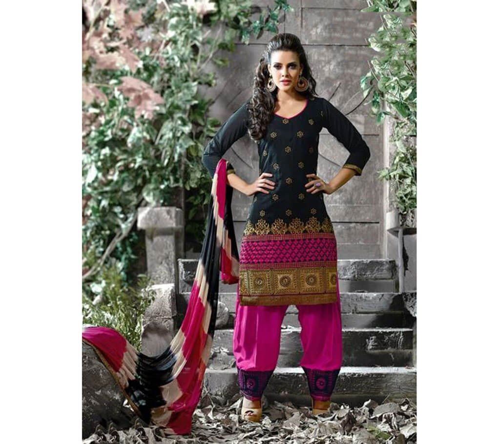 Unstitched Embroidery Silk Three Piece