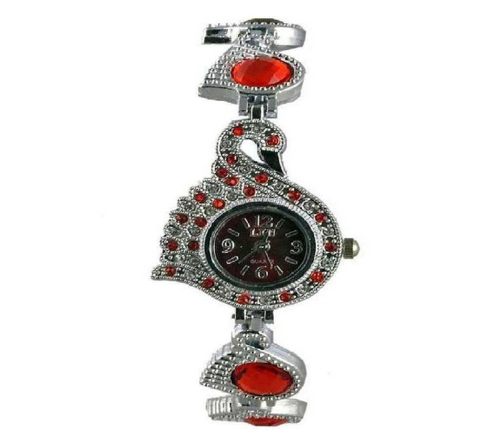 Peacock Stainless Steel Analog Watch For Women - Black