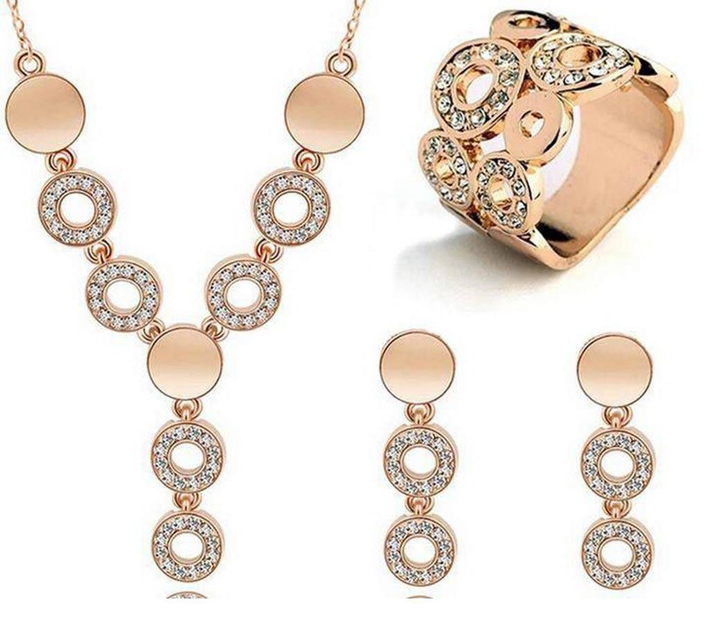 Gold plated stone setting jewellery set  