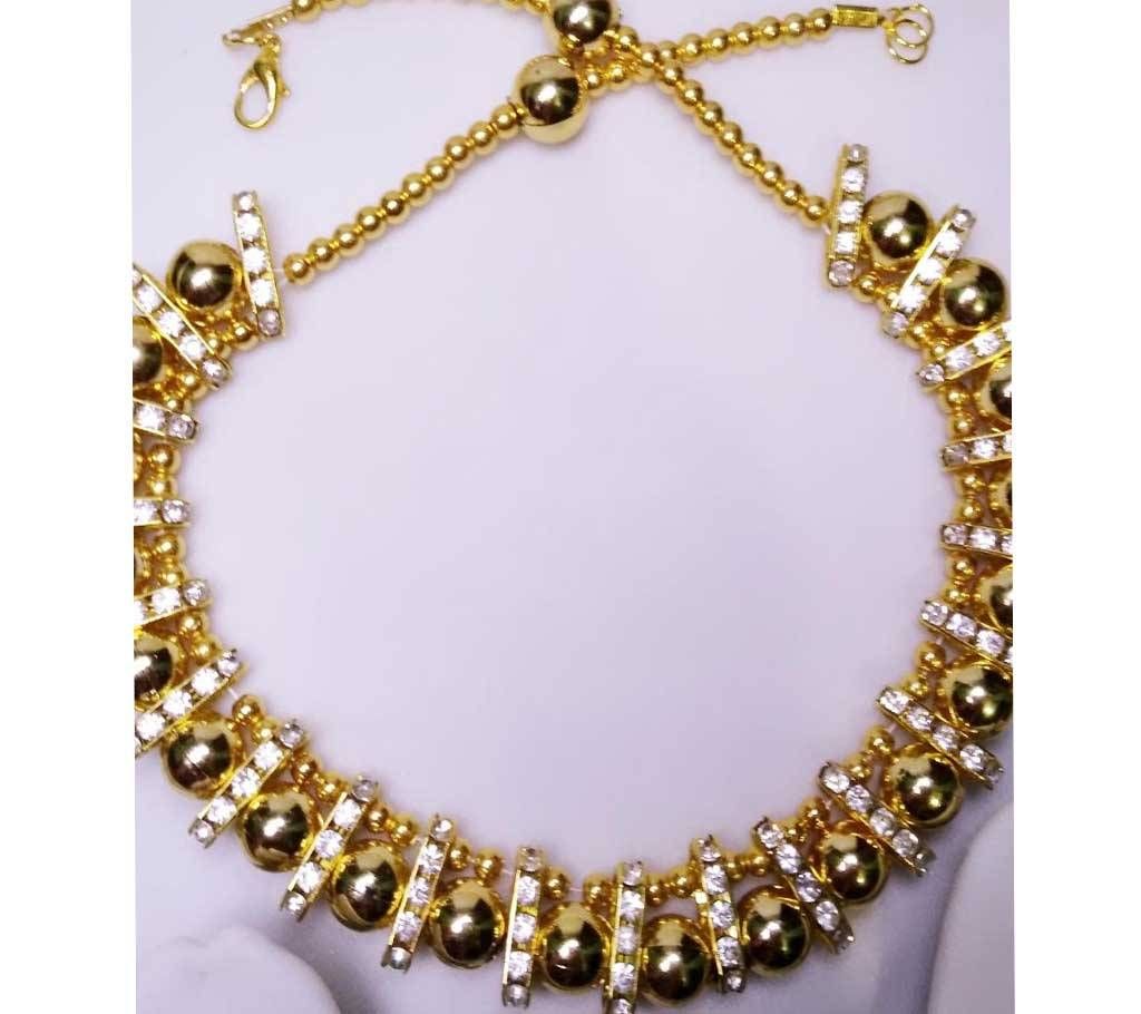 golden glass beads necklace 