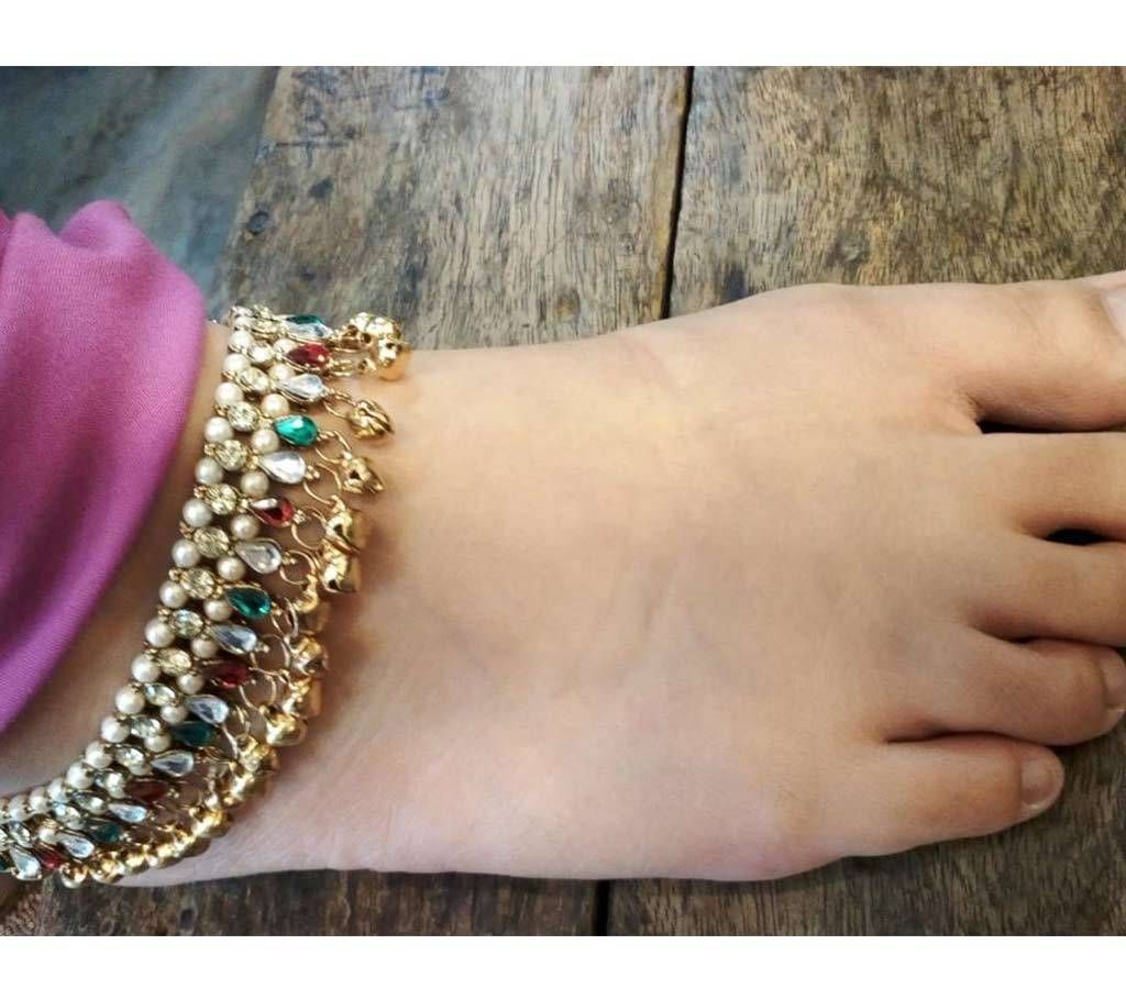 Indian Anklet pejab Ghungroo Color stone payel