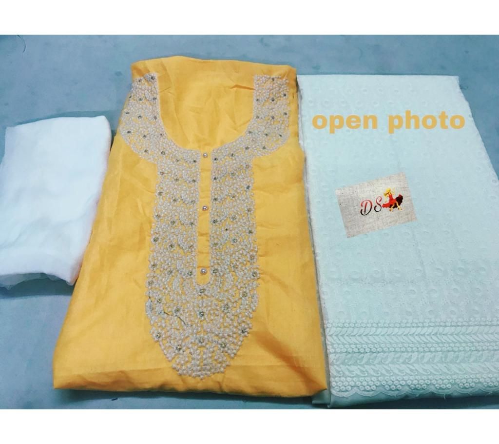 un stitched cotton embroidery dress 