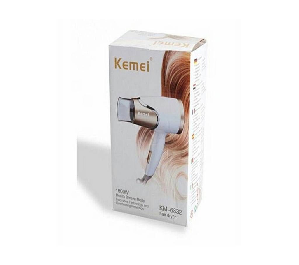 Kemei KM-6832 Mini Home Hair Dryer White