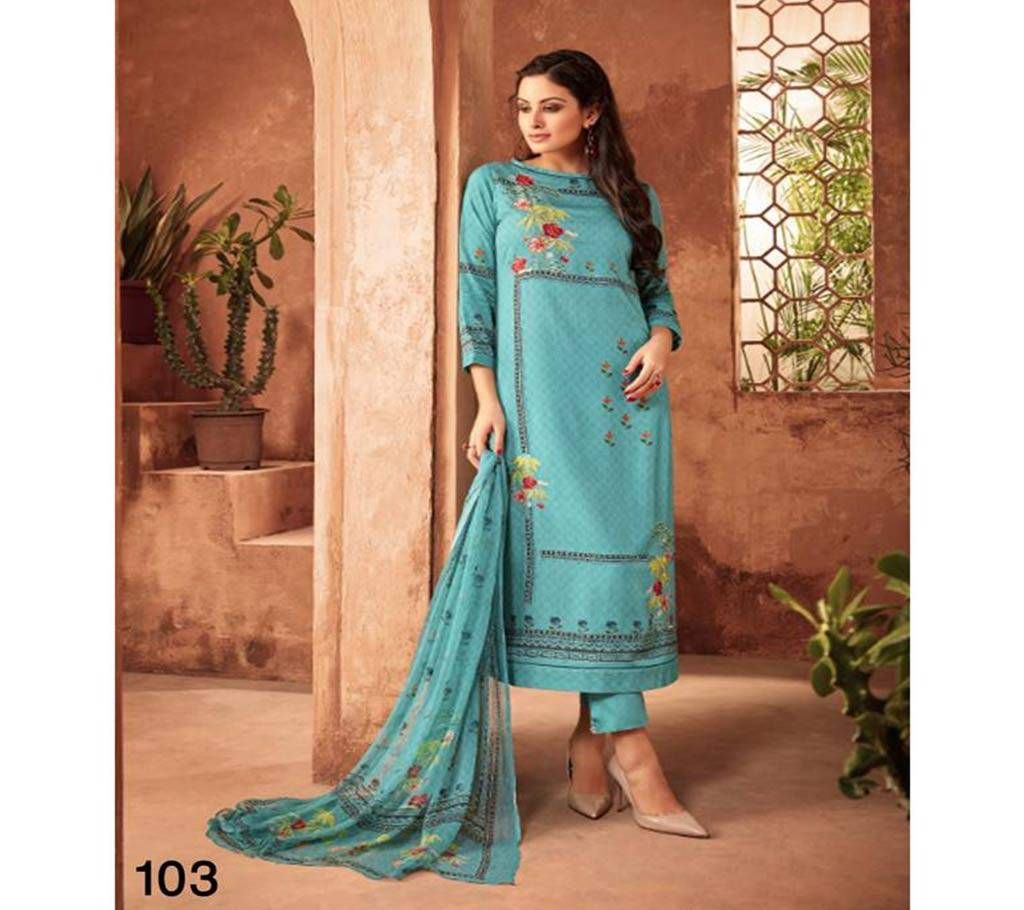 Esta Elise Unstitched Printed Cotton Three Piece