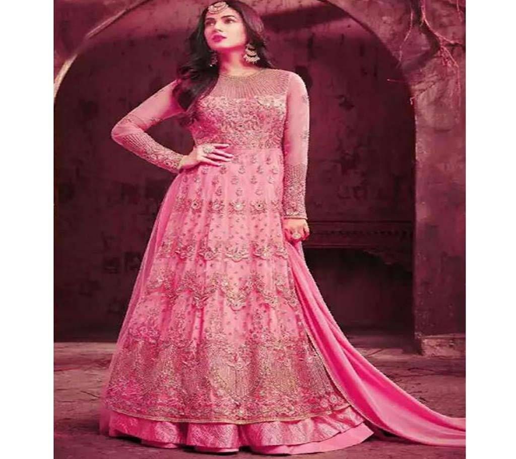 Semi stitched Georgette Embroidery Gowan for Women