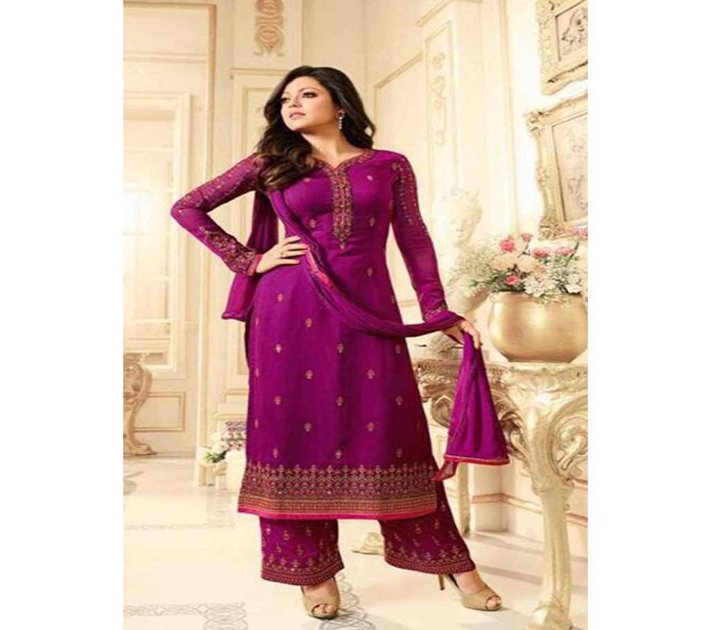 un-stitched Georgette with embroidery Palazzo salwar kameez