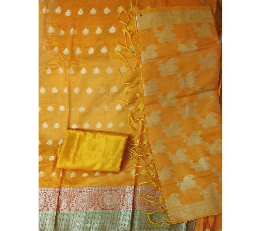  Unstiched 4piece Indian Chanderi silk katan