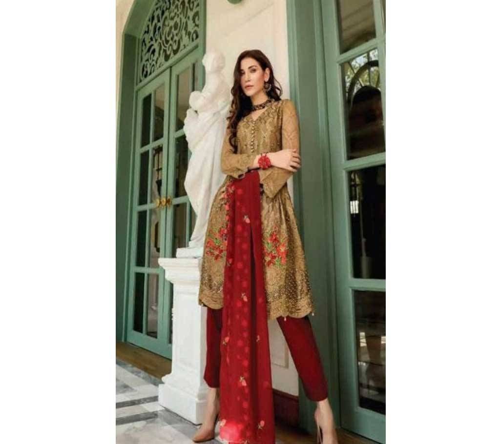 Unstitched Three Piece Deepsy Gulbano Georgette Pakistani Style Vol-7 Premium Suits 400-806 Multi with Light Umber-NON1581-5U7O 4806 1A00