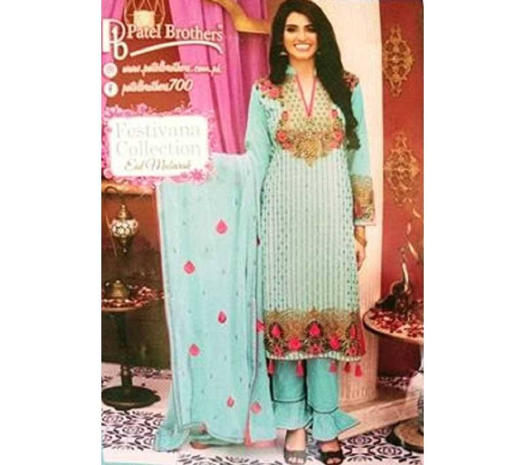 Unstitched Pakistani Embroidery Three Piece 