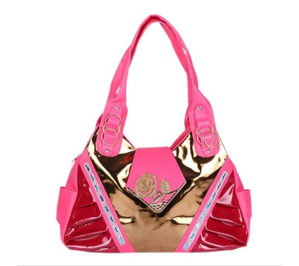 Pink Artificial Leather Shoulder Bag For Women