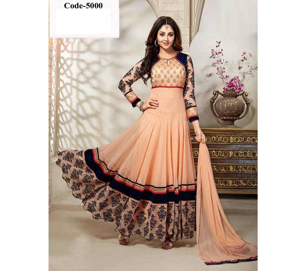 Semi-stitched Embroidery Georgette Replica Three-piece