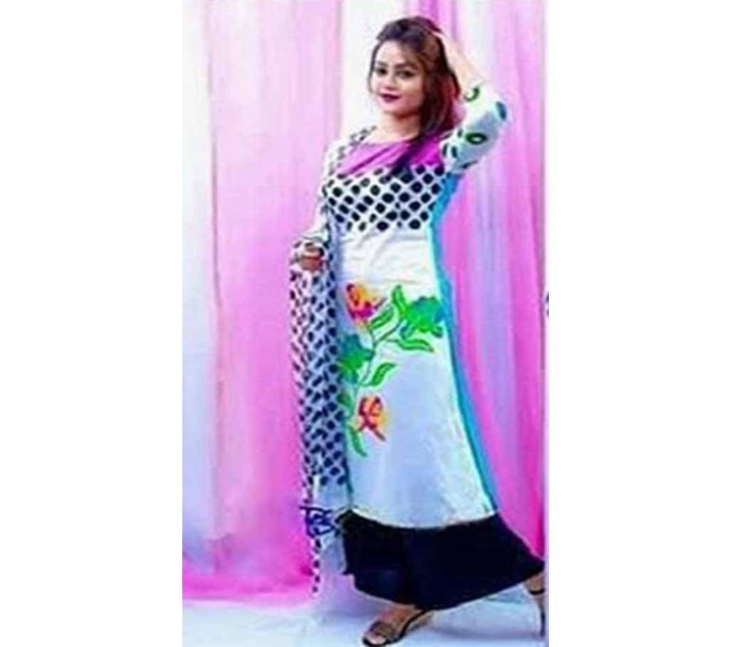 Unstitched block printed Rajdhani voyel cotton Salwar Kameez stblock-309