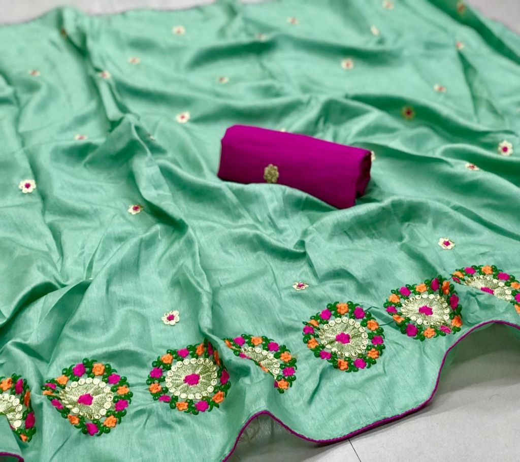Resham Silk Sarees - Aqua Green