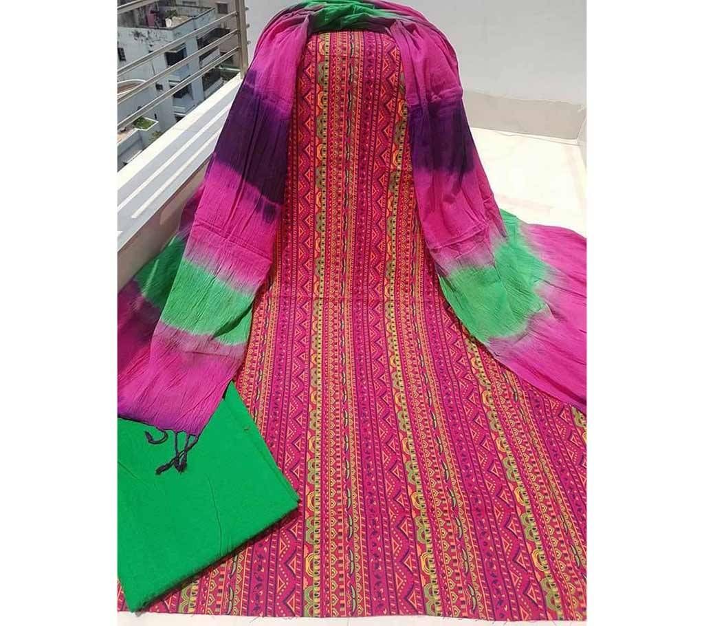 un stitched cotton batik three piece 