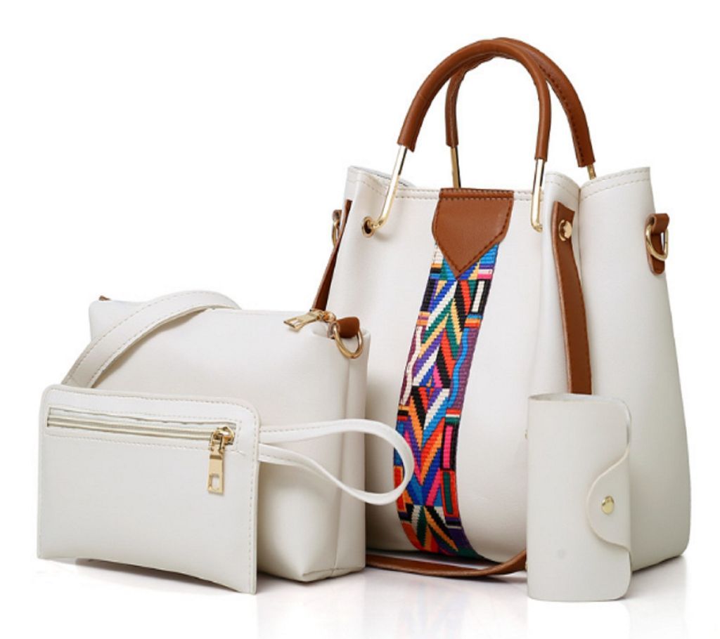 PU Leather Handbag 4pcs Sets Bags Solid Totes Designer Lady Women Shoulder Bag