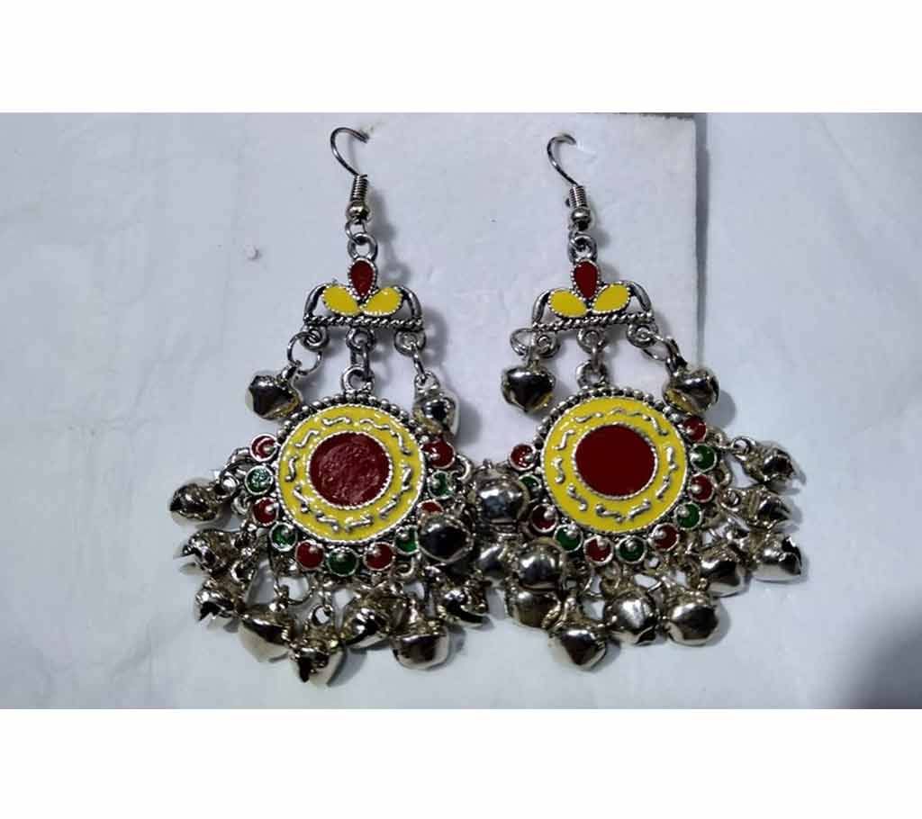  Silver Jhul Multi with Yellow Color Earrings 