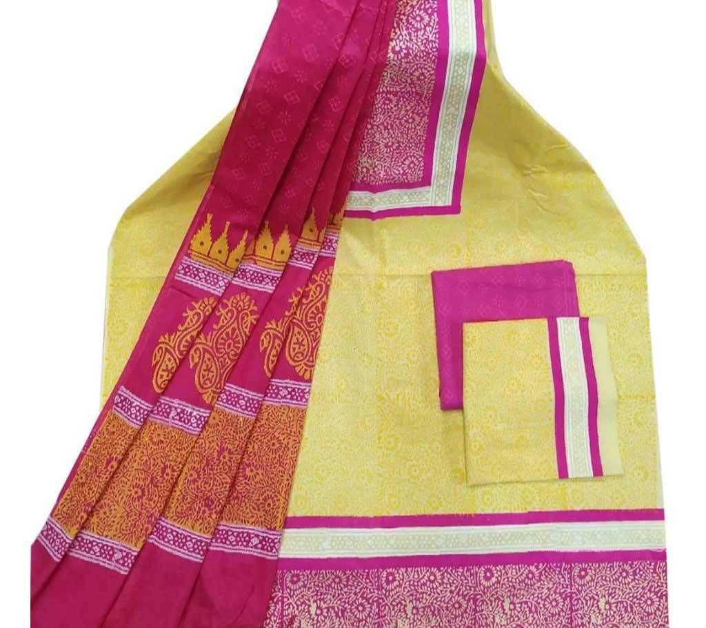 Unstitched Block Printed Cotton Salwar kameez fs-7