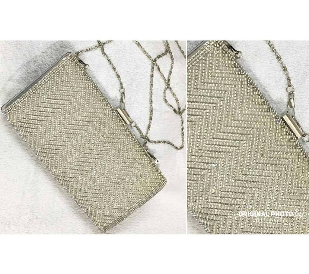SW Pearl Stone Shining Stylish Clutch Bag For Women