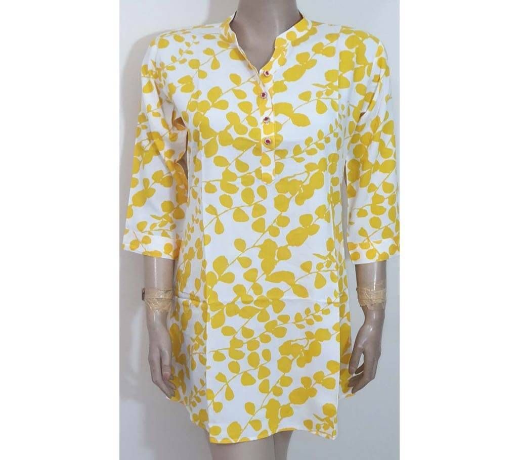 yellow stylish lilen kurti