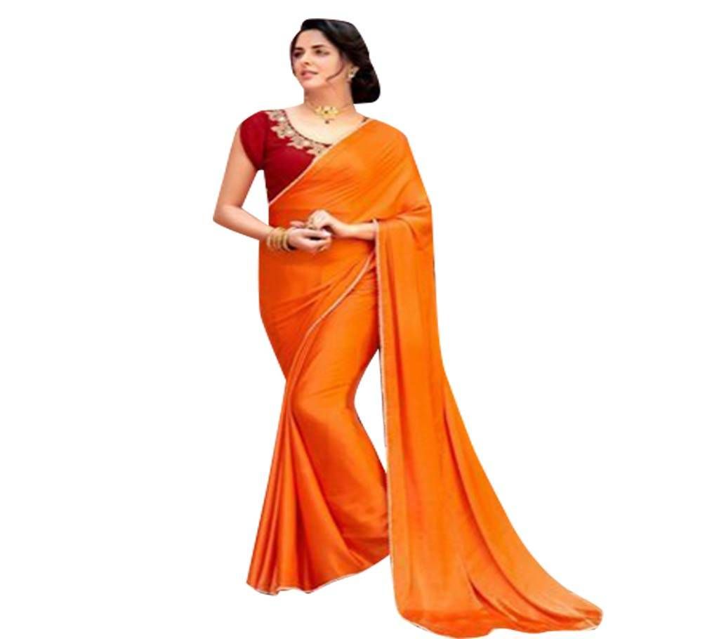 Japani Soft Silk  Orange Shari 