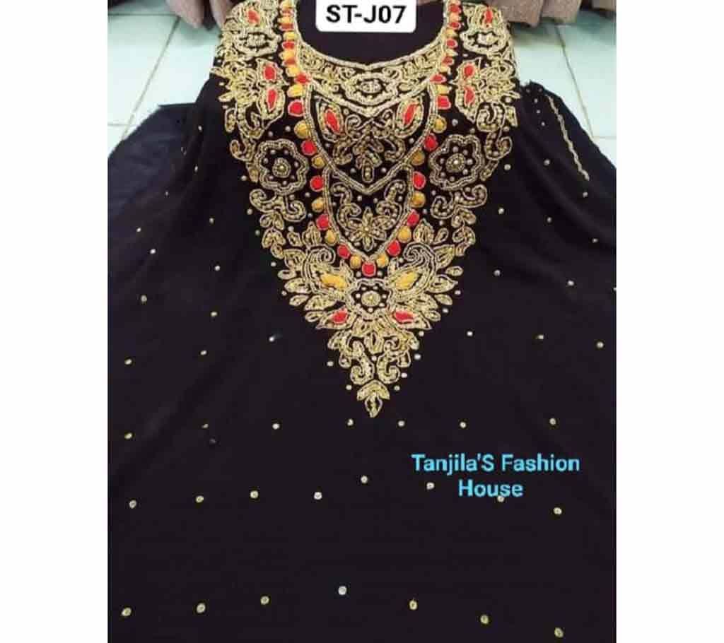 Unstitched georgette Karchupi real stone work one piece