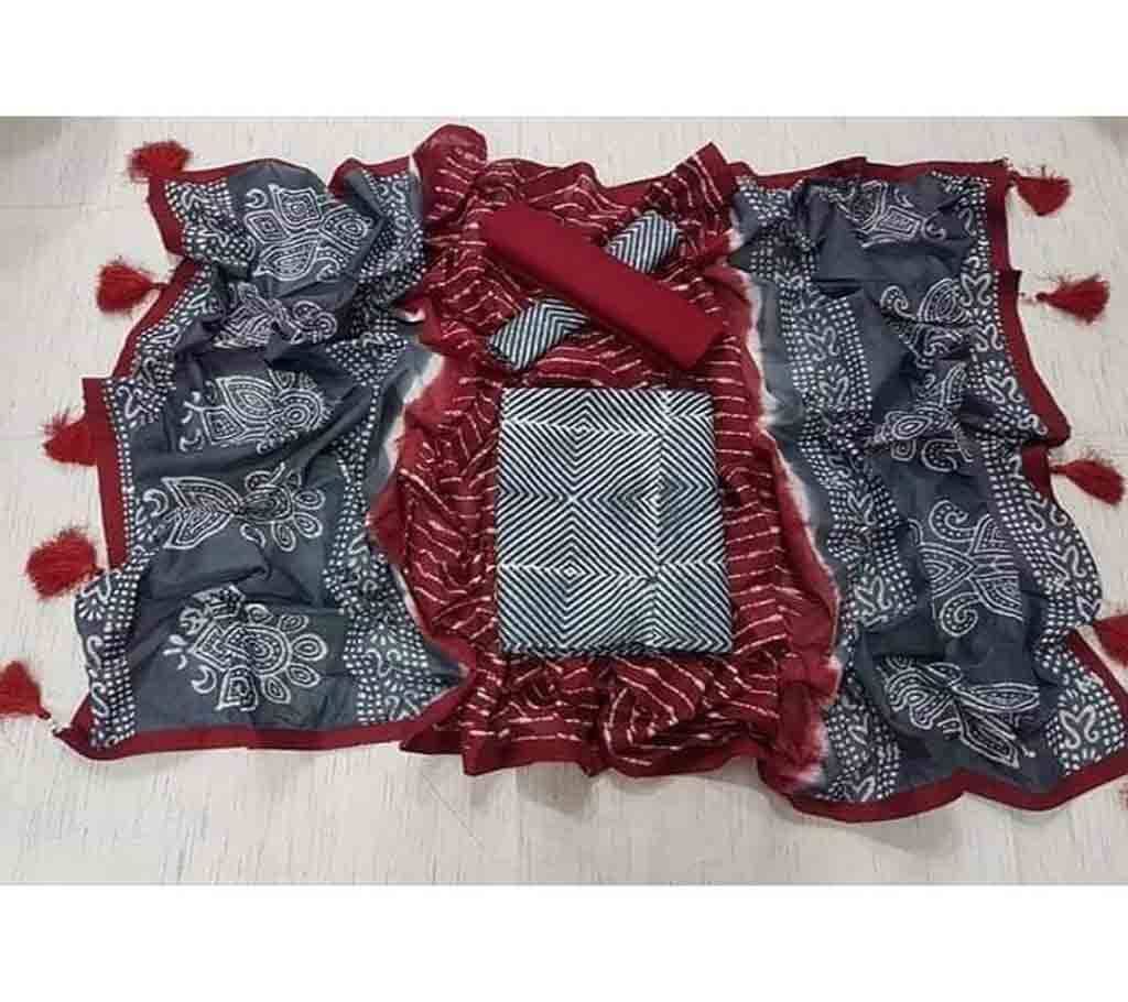 Bexi Voil Leach Vegetable Batik Three Piece For Women-8