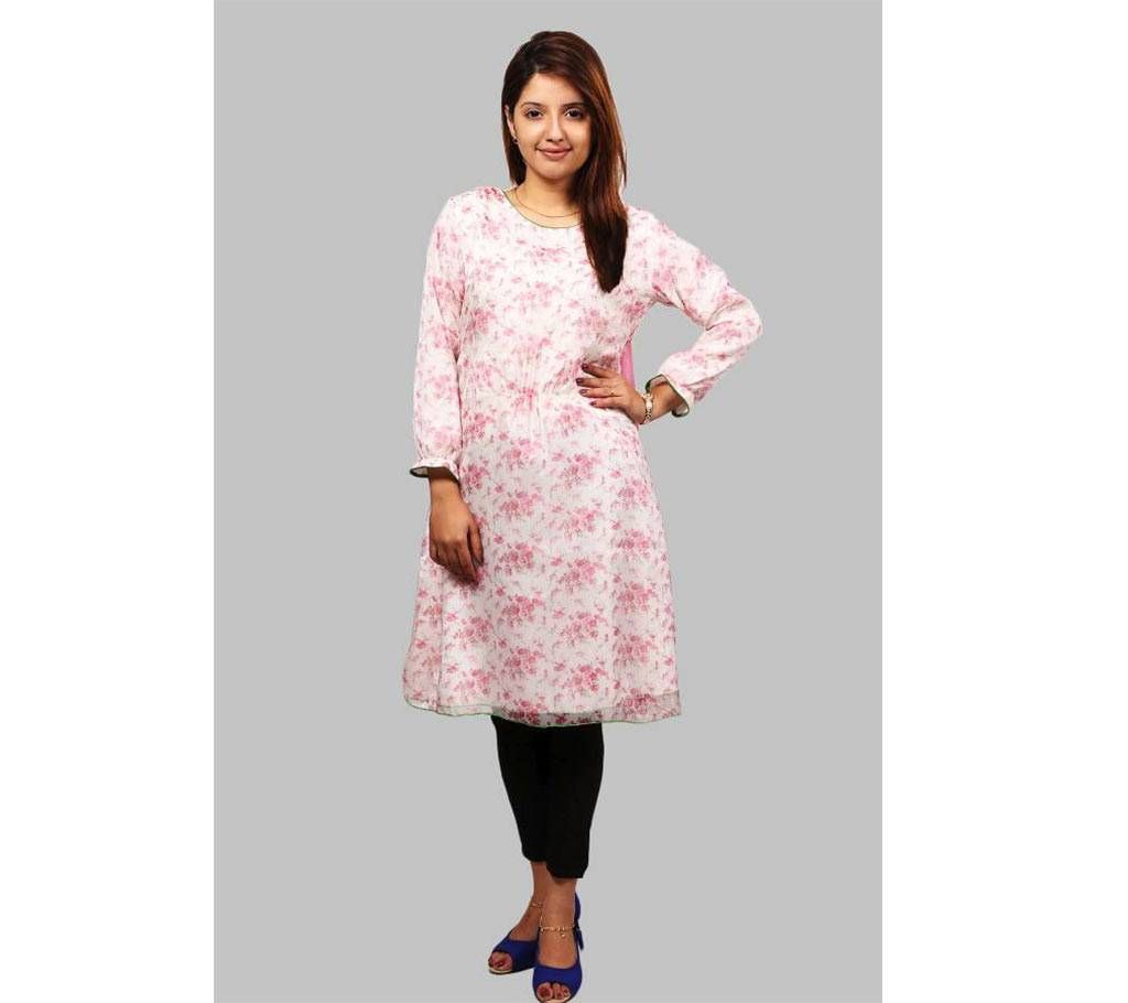 Women's Georgette Long Sleeve Casual Top - Pink