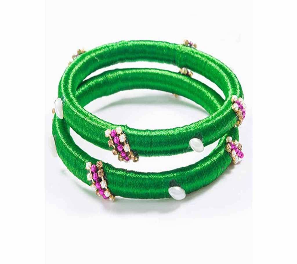 Green color silk thread bangles