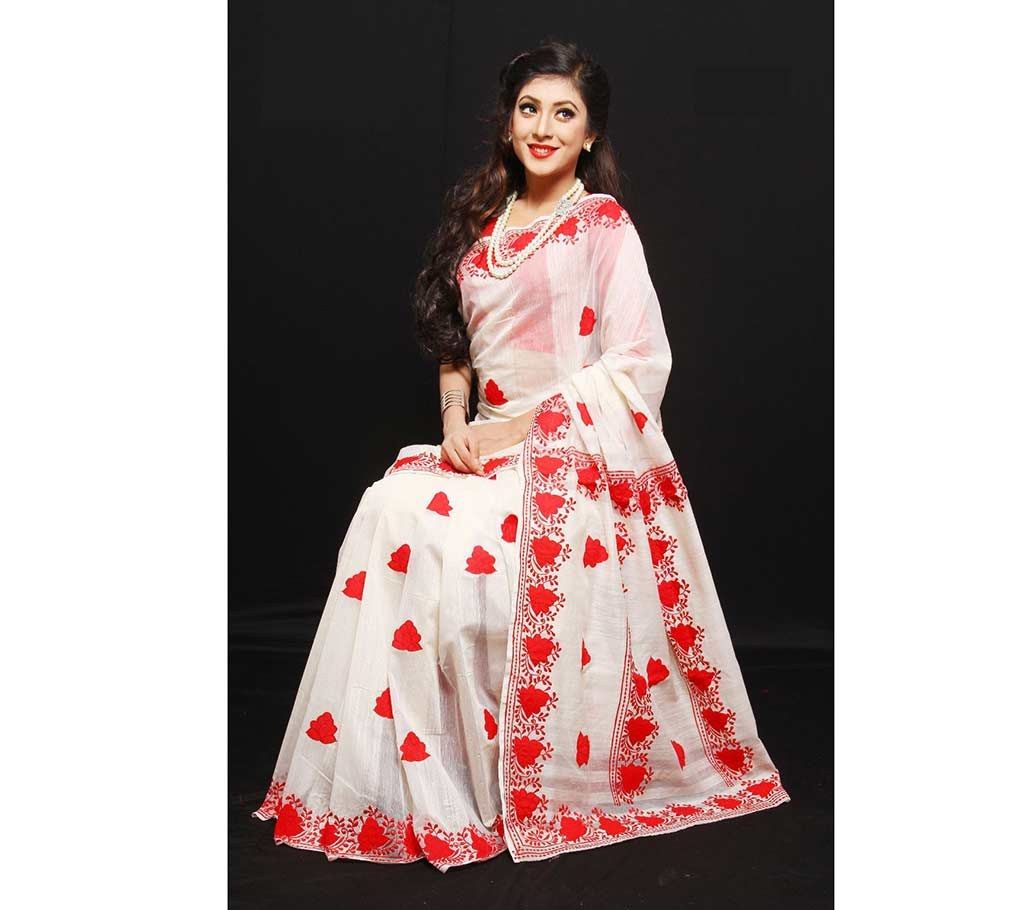 Khadi Silk Hand Embroidery Applique Saree 