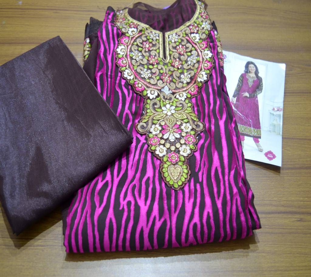 Unstitched Georgette Embroidery Indian Three Piece