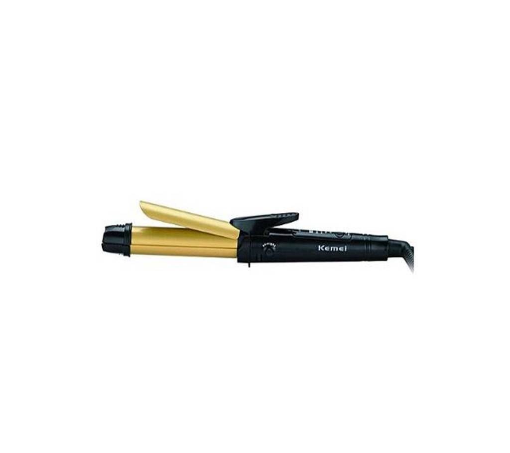 Kemei KM-1268 (2-In-1) Multifunctional Electric Hair Curler & Straightener - Black and Gold