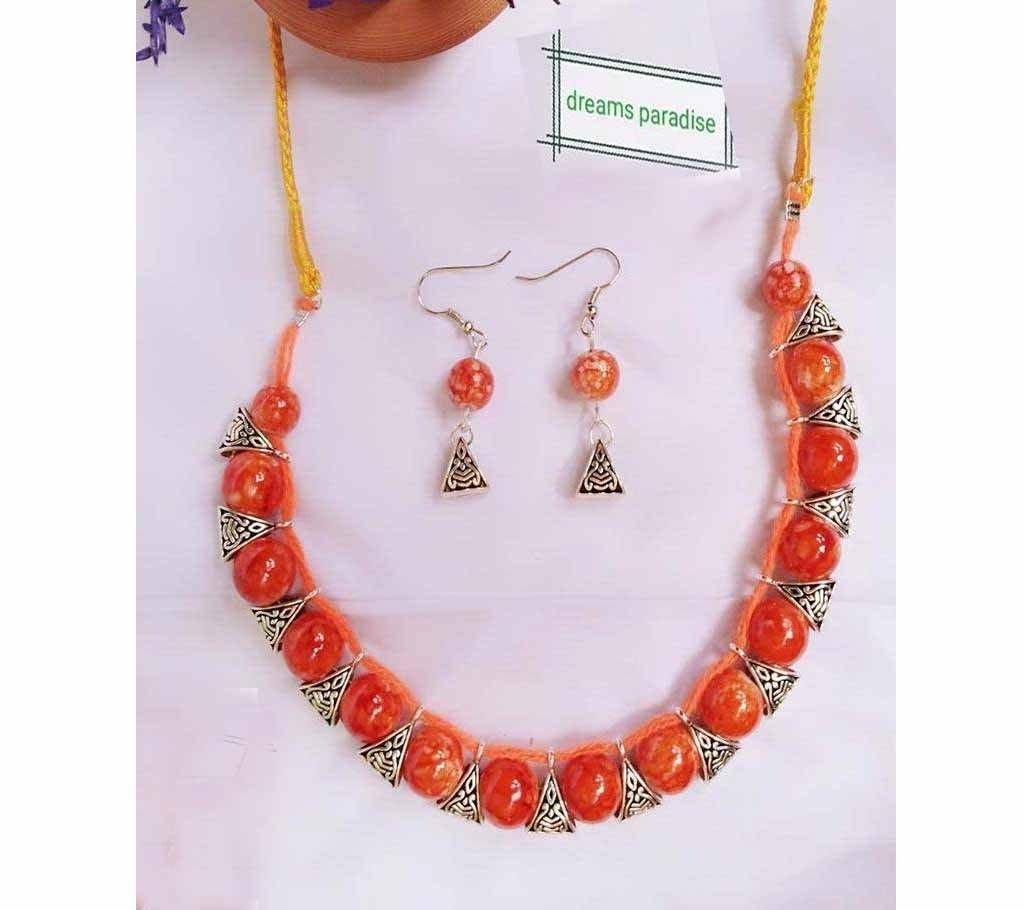 antique bail beads+ big glass beads neckpiece 