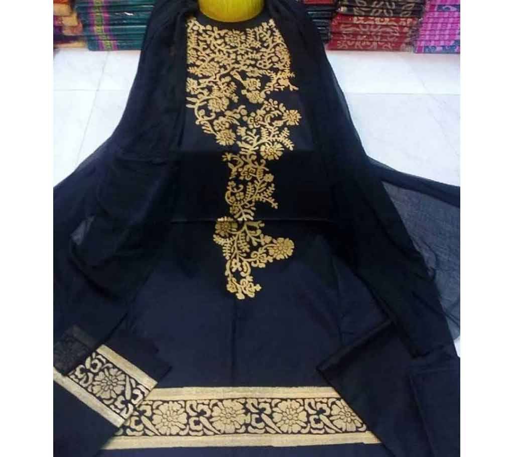 Unstitched BLOCK PRINT COTTON THREE PIECE u