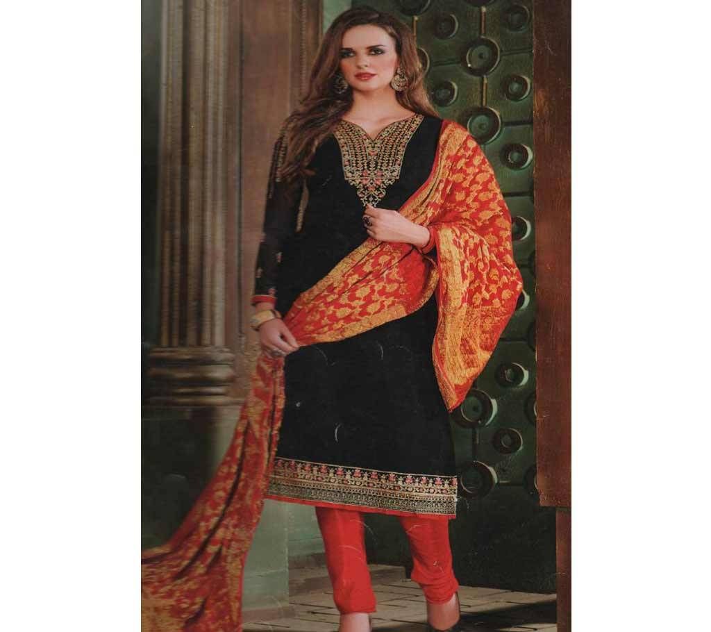 Unstitched RAJ BANARAS KATAN THREE PIECE DRESS FOR WOMEN