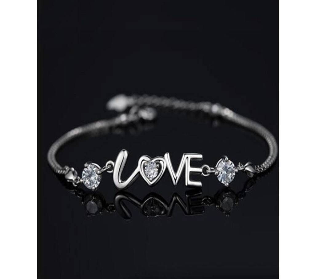 Multi-layer Love Heart White Diamond Trendy Girl Silver Bracelets For Women