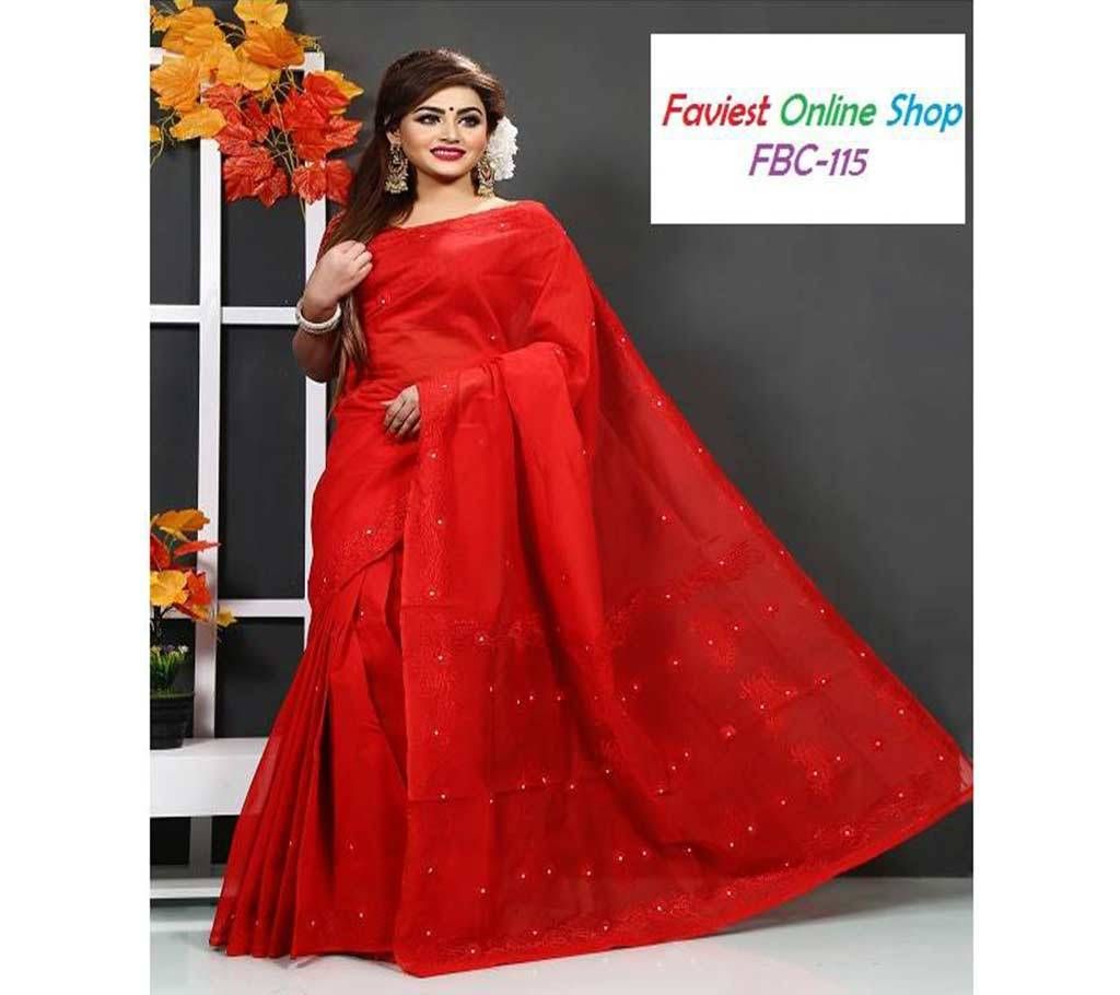 RED Muslin silk Boishakhi saree