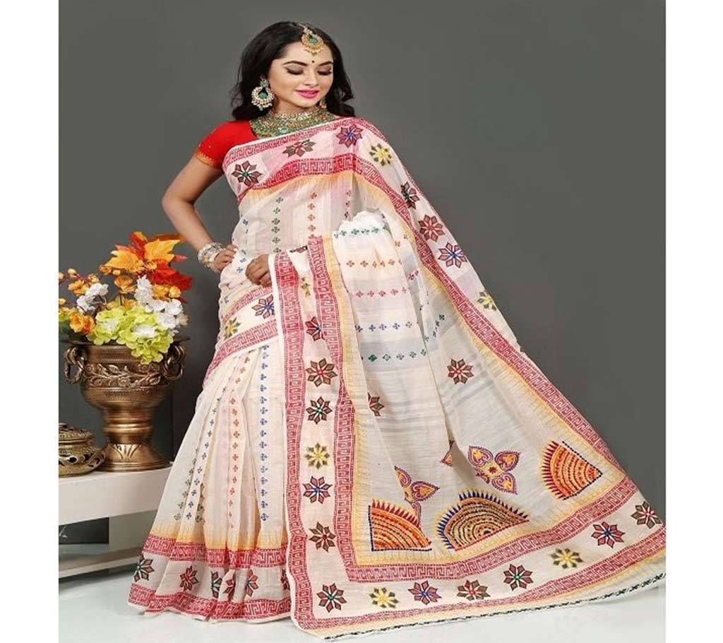 Boishakhi Pure Silk with hand block and hand embroidery saree